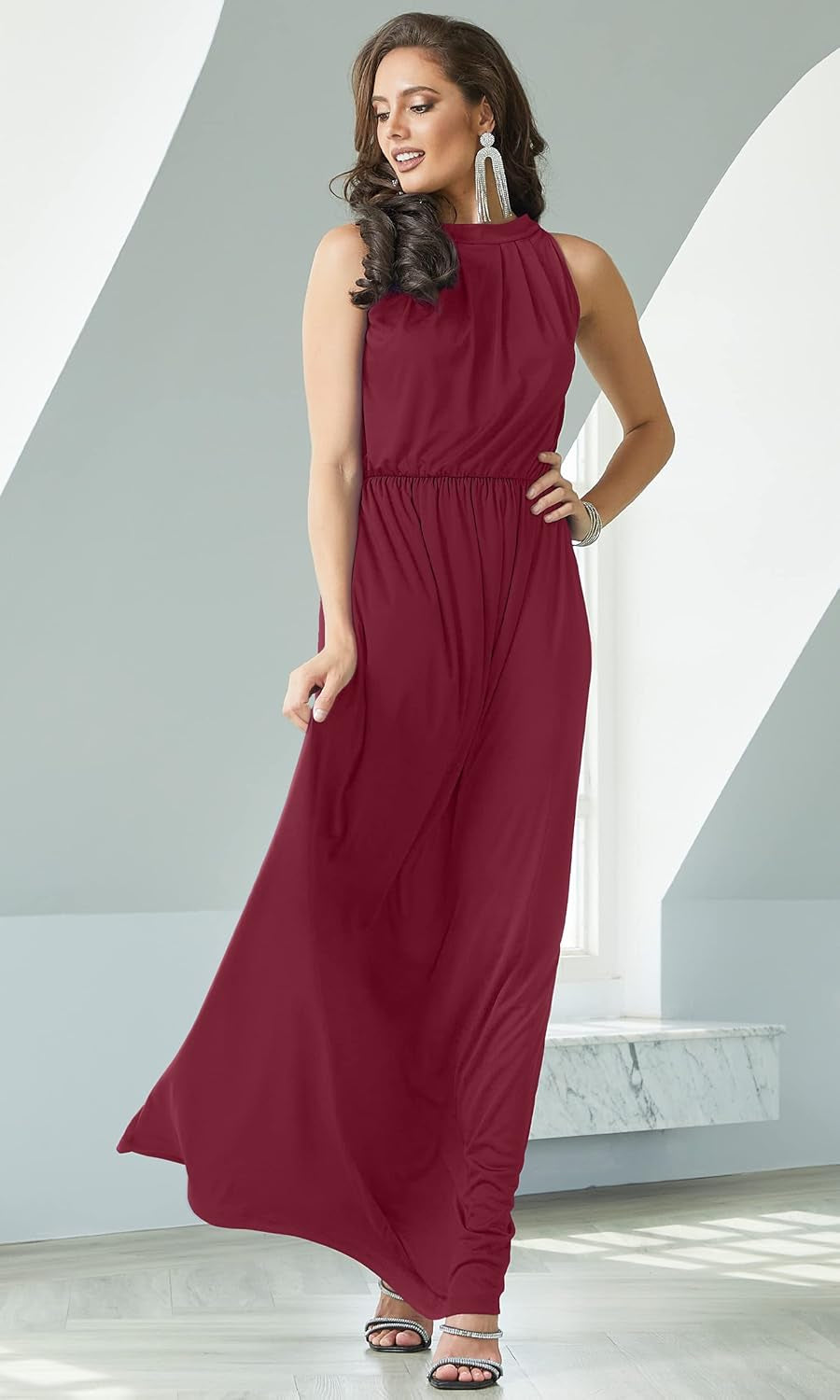 2025 Sexy Sleeveless Summer Formal Flowy Casual Gown